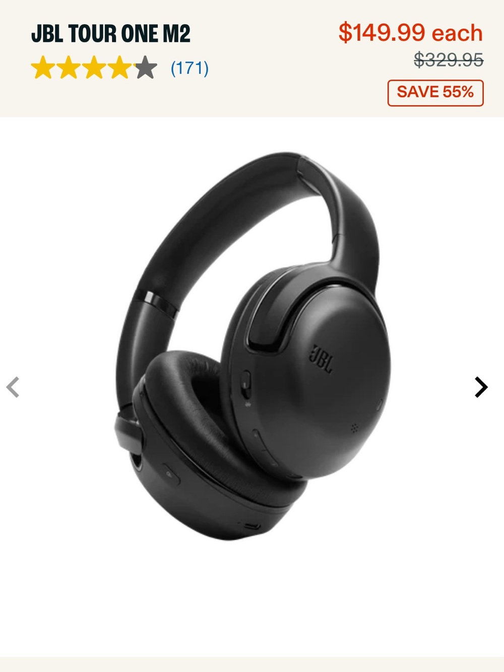 JBL Over-Ear Wireless Headphones in Matte Black